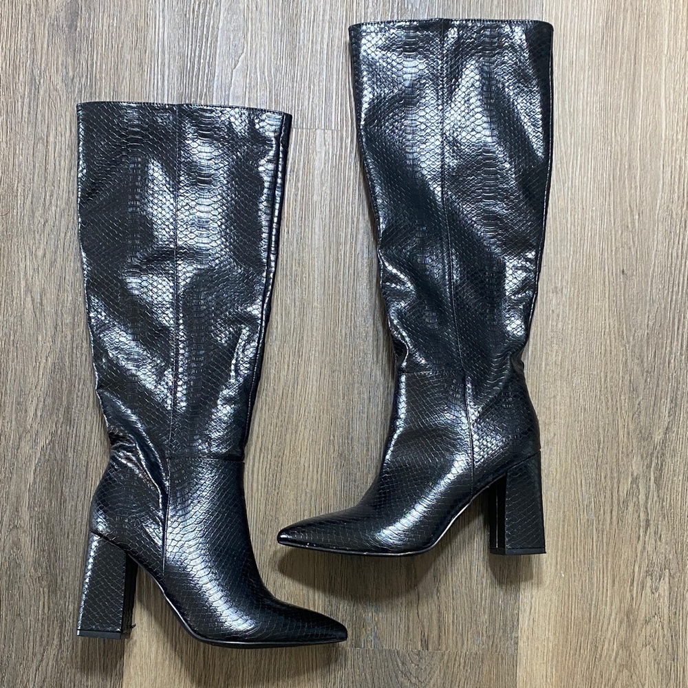 Black Knee-High Leather Boots